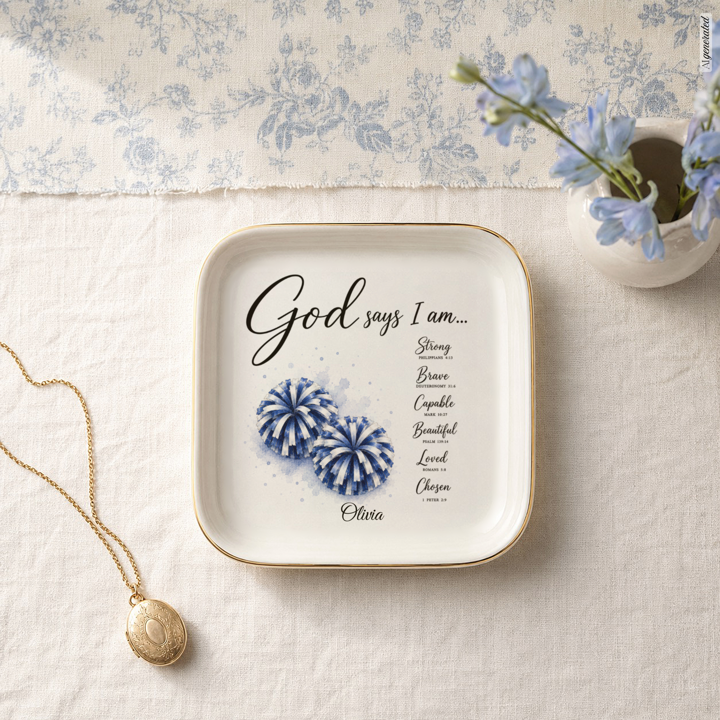 Christian Cheerleader Jewelry Dish Trinket Tray
