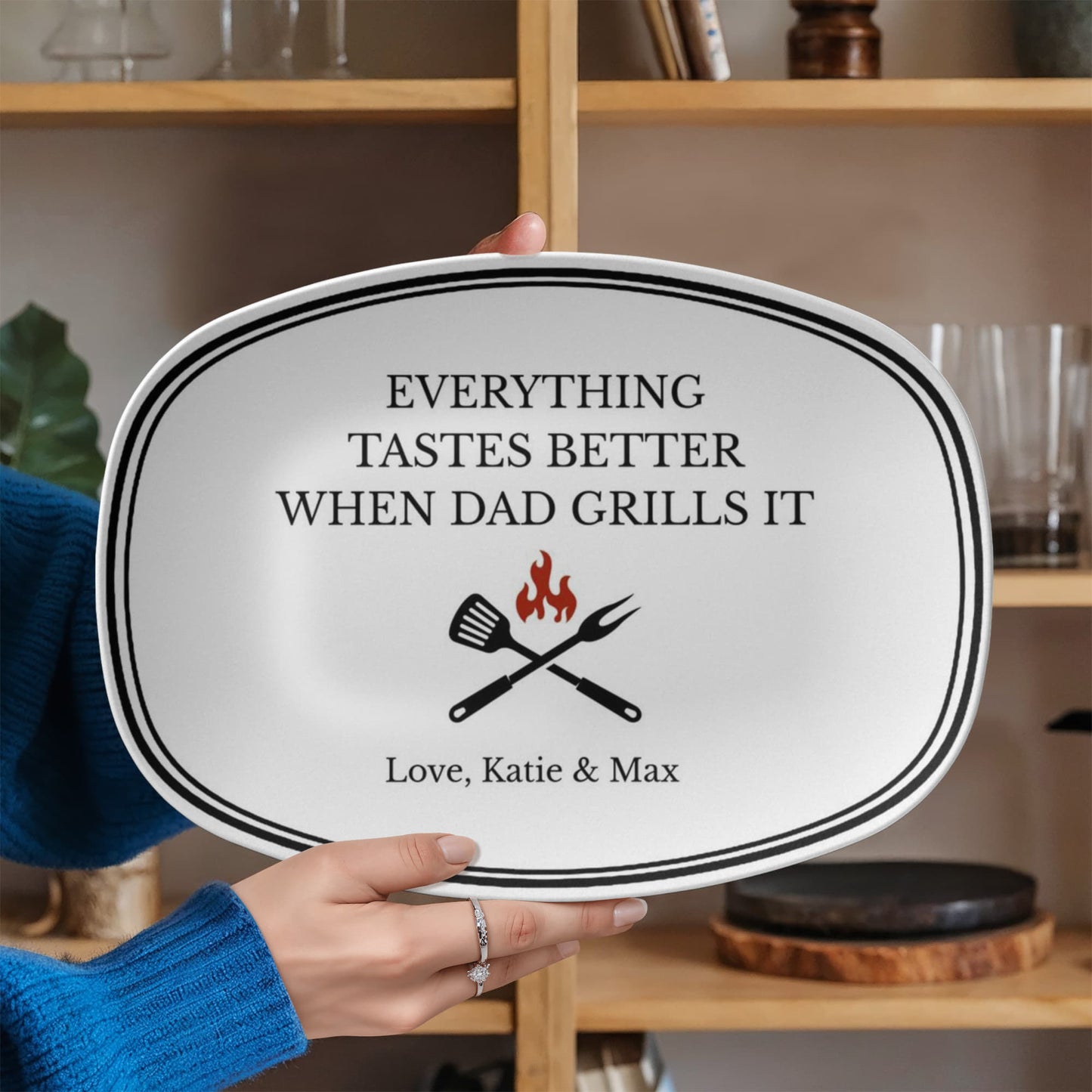 Personalized Dad's Grilling Plate, Custom BBQ Platter, Gift for Grill Master Dad, Father's Day Present, Birthday Gift