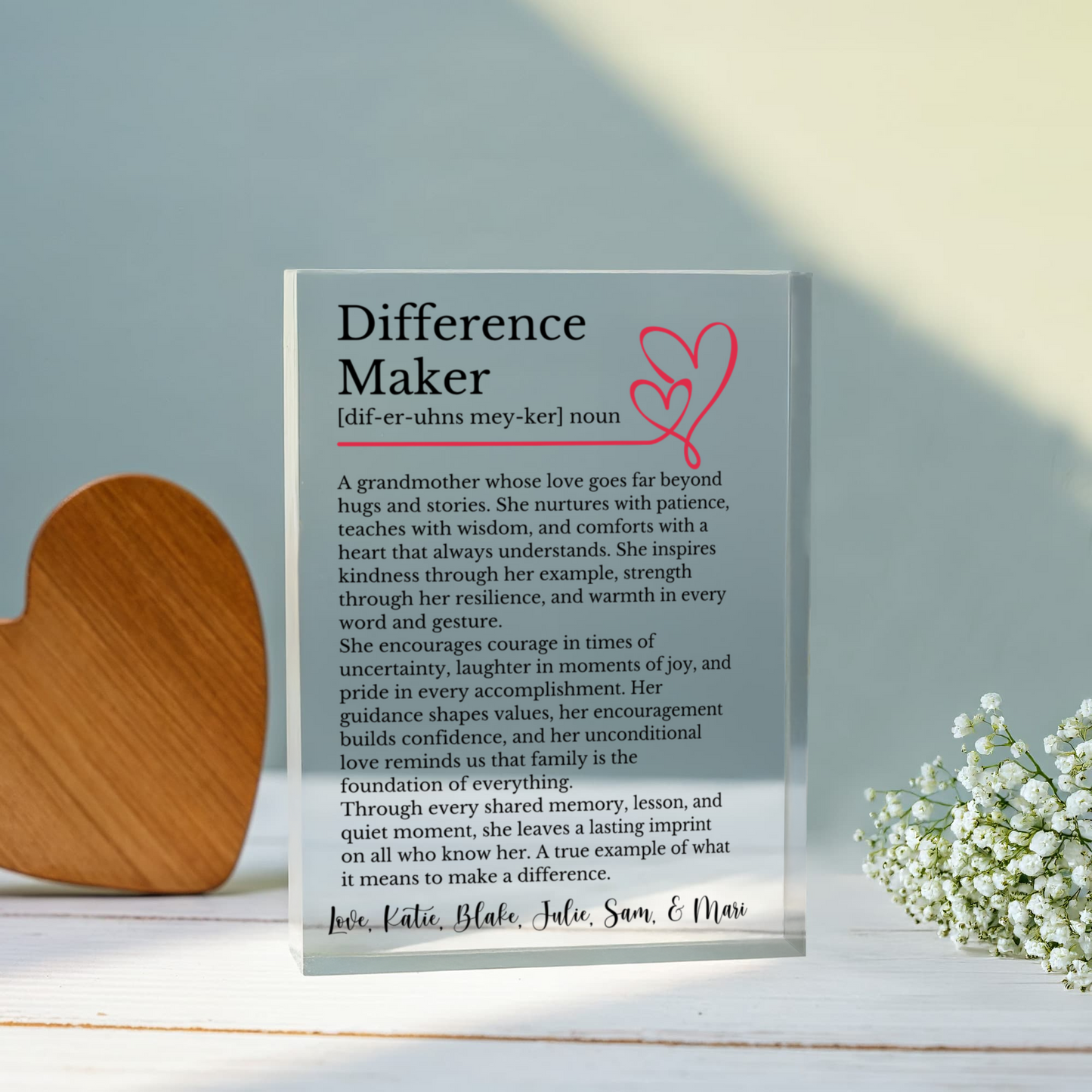 Grandma Personalized  Difference Maker Plaque