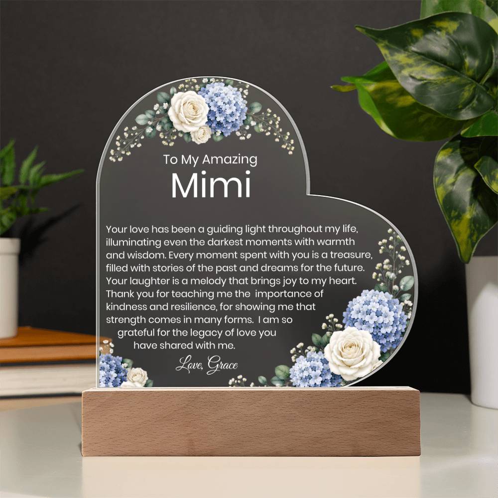 Mimi Acrylic Heart Plaque Gift for Grandma