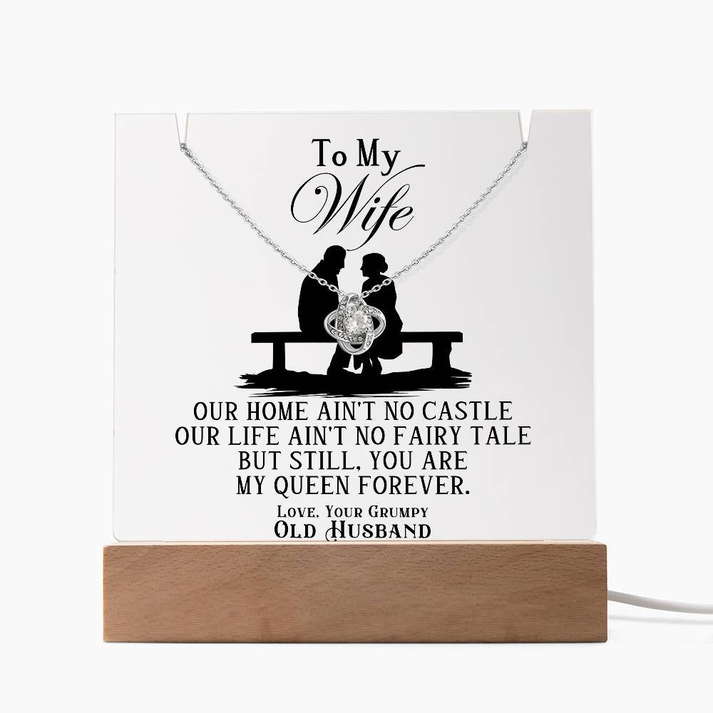 Wife from Your Grumpy Old Husband  Acrylic Bundle Love Knot Necklace Gift Set-[Heartfelt Family Gift]