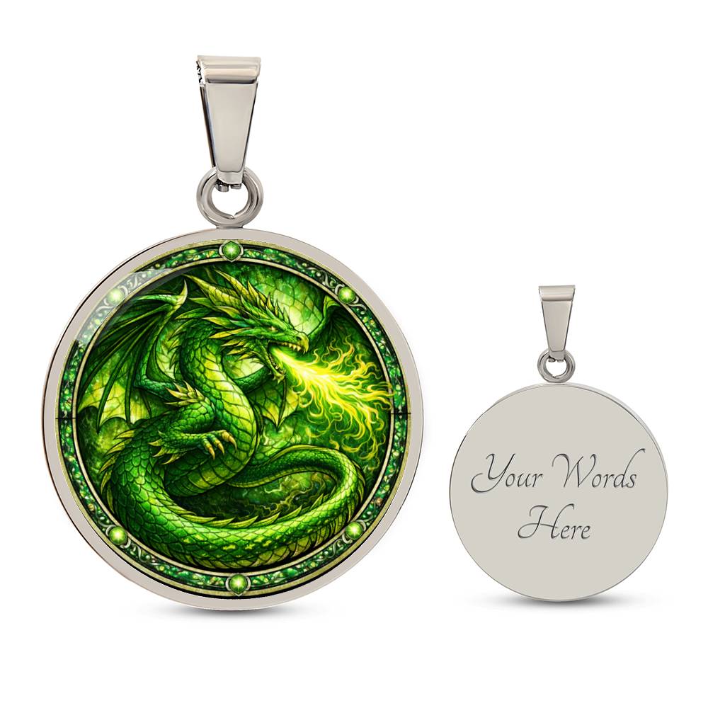 Green Dragon Personalized Engraved Necklace Bracelet or Keychain