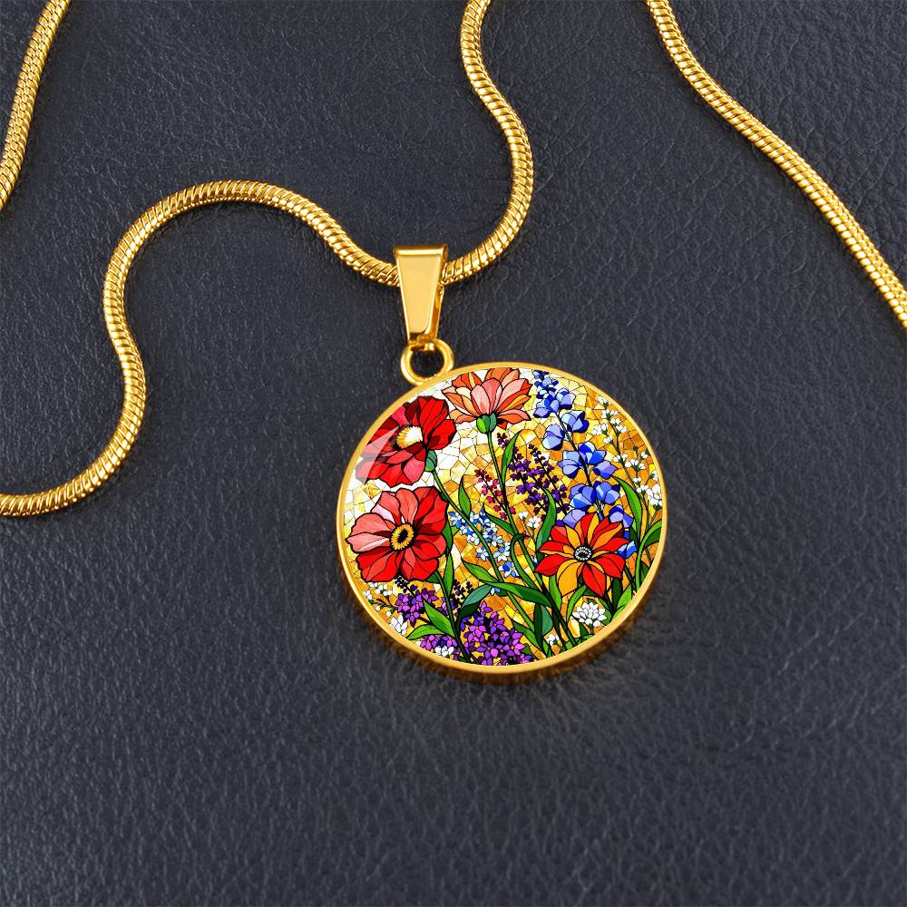 Poppies Floral Pendant Necklace