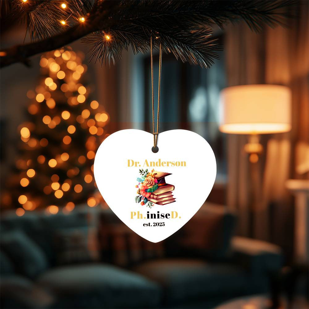 PhD Doctorate Graduation Heart Ornament-[Heartfelt Family Gift]