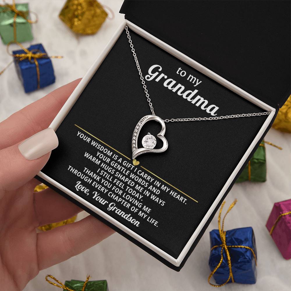 To My Grandma Necklace Gift from Granddaughter or Grandson