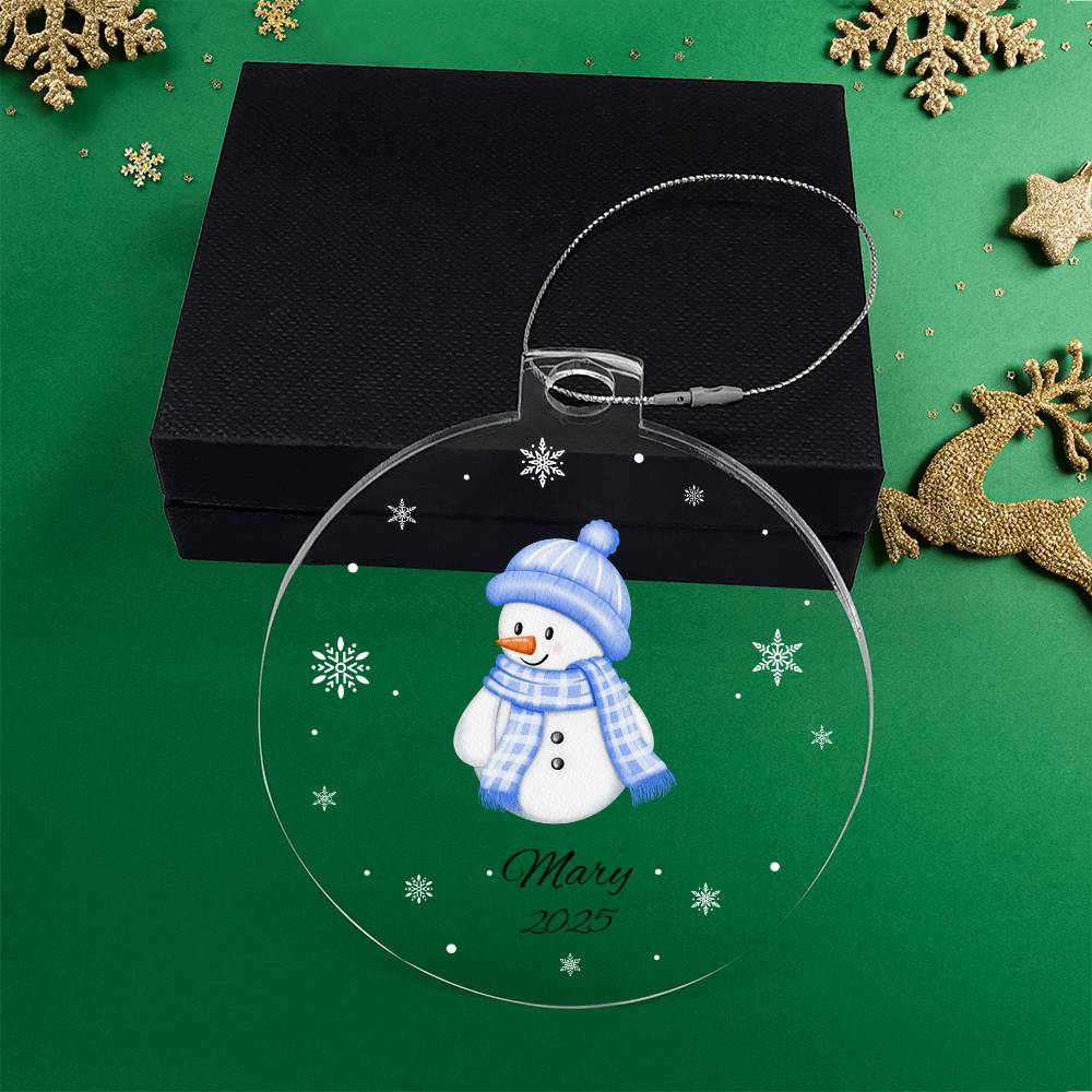 blue snowman christmas tree ornament Acrylic Ornament Plaque