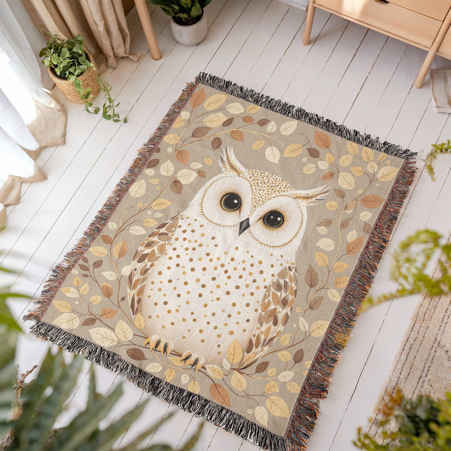 Owl Woven Cotton Throw Blanket-[Heartfelt Family Gift]
