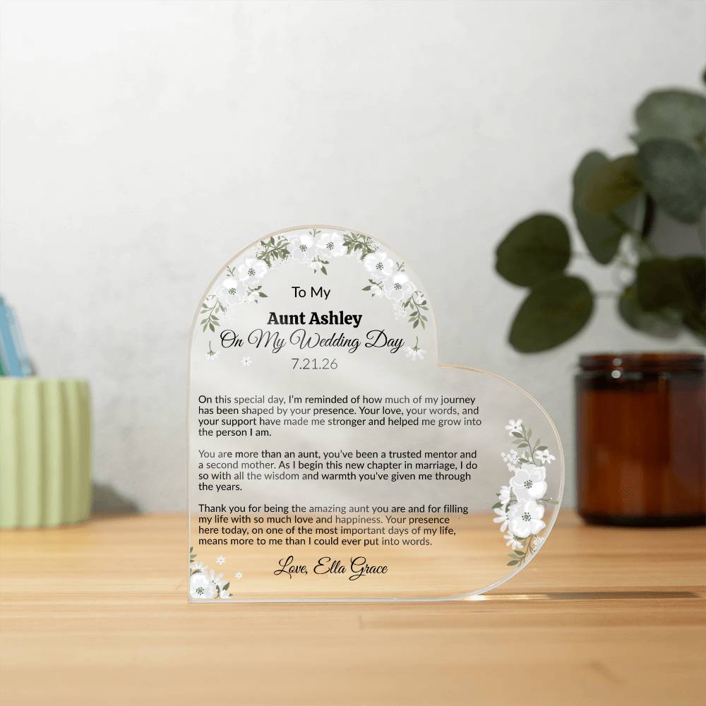 Personalized Wedding Day Acrylic Heart Plaque