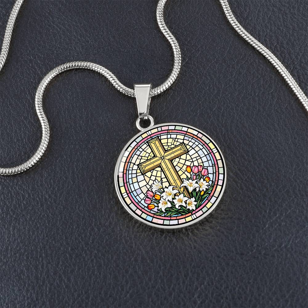 Engraved Cross Pendant Necklace