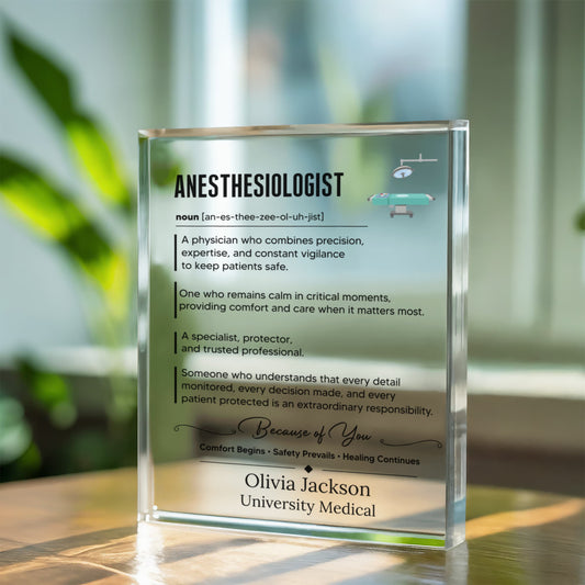 Anesthesiologist Gift Acrylic Block, Medical Appreciation Present, Healthcare Worker Keepsake Gift, Surgery Gift