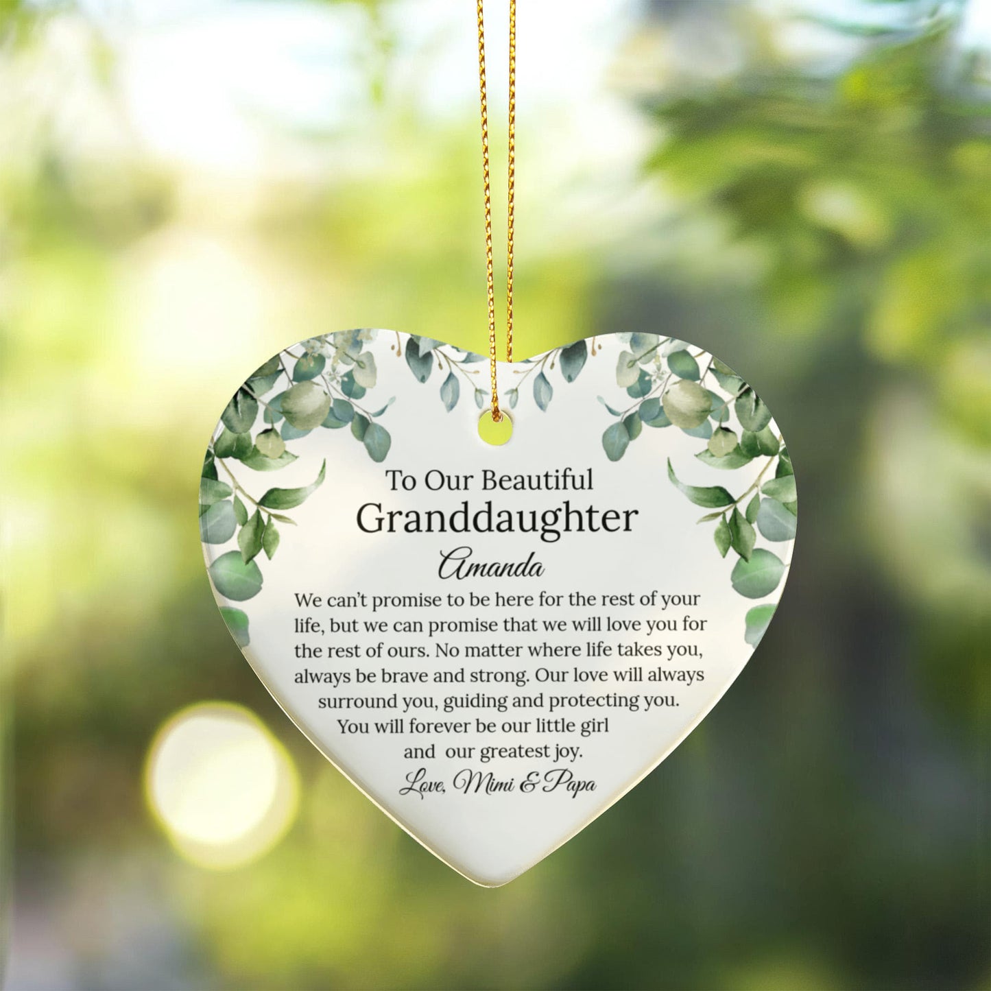 Granddaughter Ceramic Heart Ornament