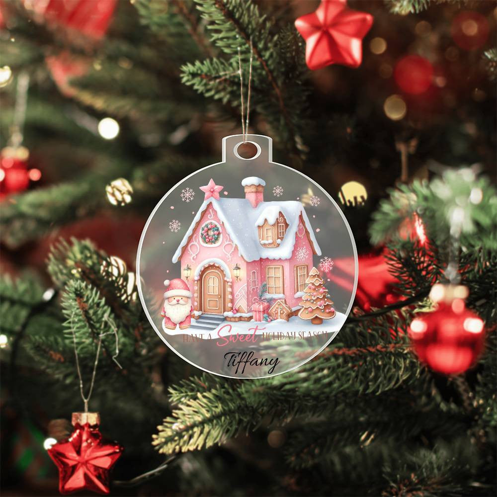 Pink holiday season Acrylic Christmas Ornament-[Heartfelt Family Gift]