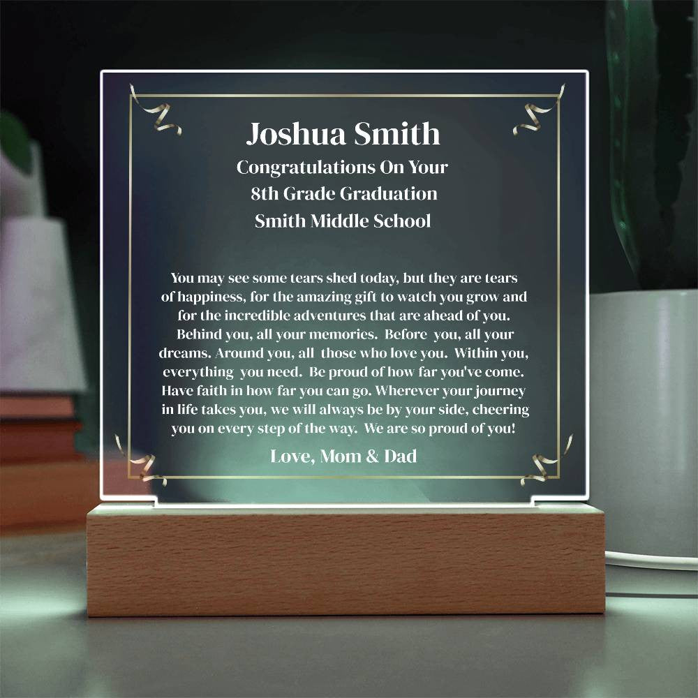 Personalized 5th 6th 8th Grade Graduation Plaque