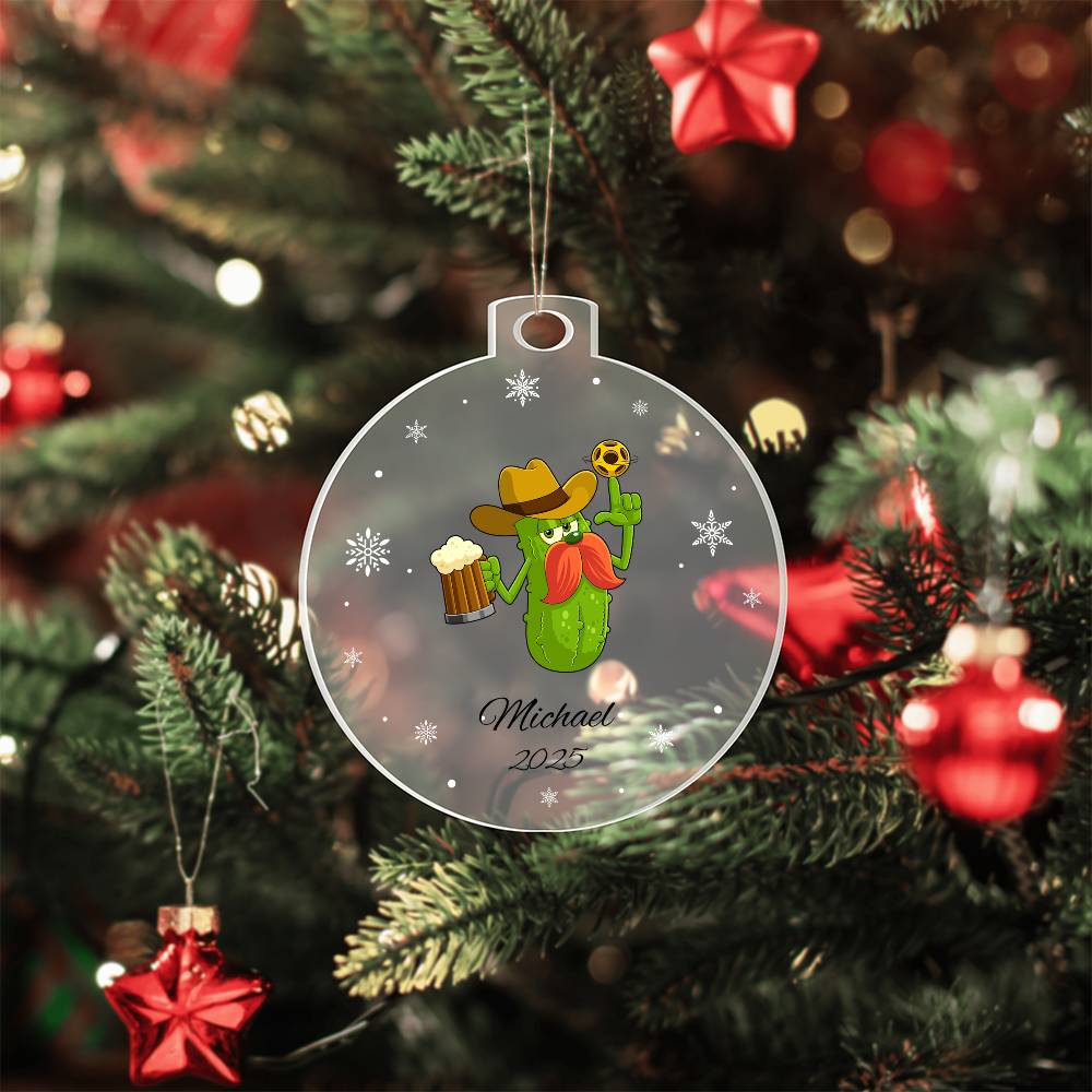 Pickleball Cowboy Beer Christmas Ornament