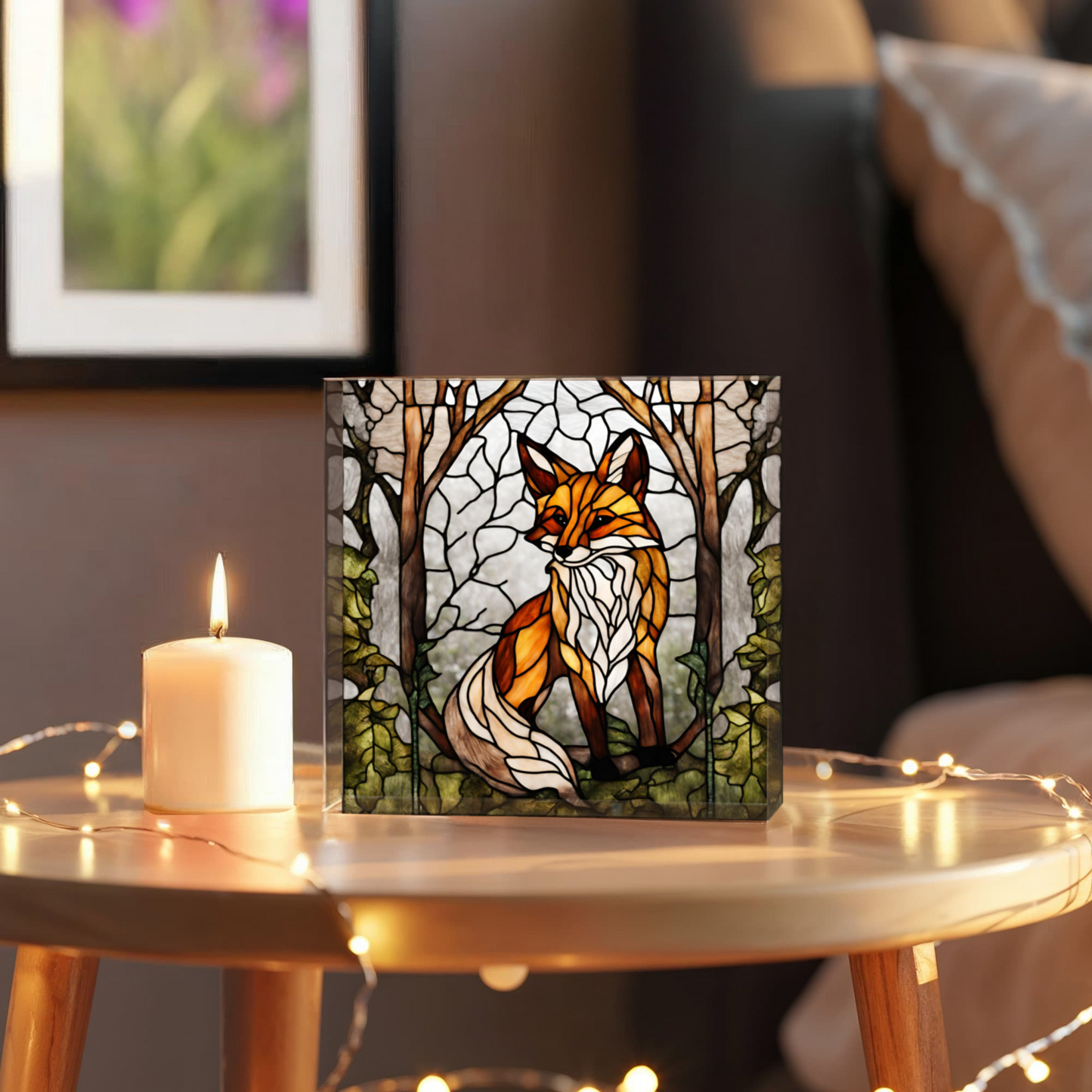 Fox Stained Glass Style Acrylic Decor