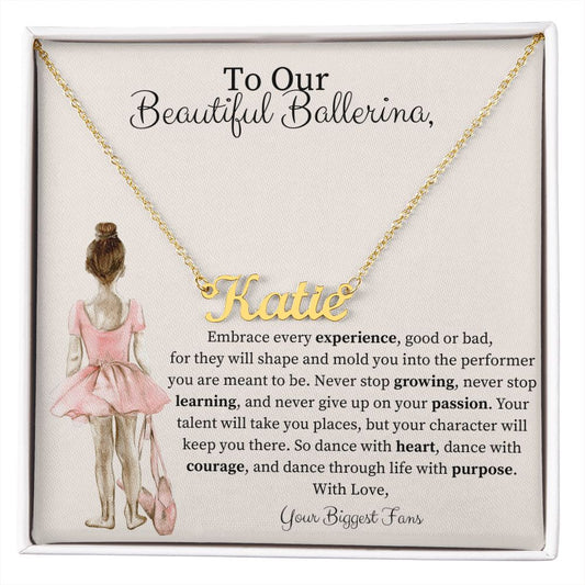 Beautiful Ballerina Dance with Heart Personalized Name Necklace-[Heartfelt Family Gift]