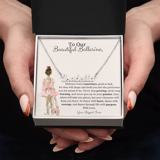 Beautiful Ballerina Dance with Heart Personalized Name Necklace-[Heartfelt Family Gift]