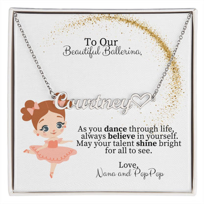 Beautiful Ballerina Personalized Name Necklace with Heart-[Heartfelt Family Gift]