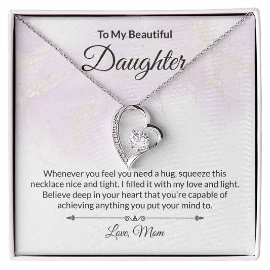 Beautiful Daughter Believe Heart Pendant Necklace-[Heartfelt Family Gift]