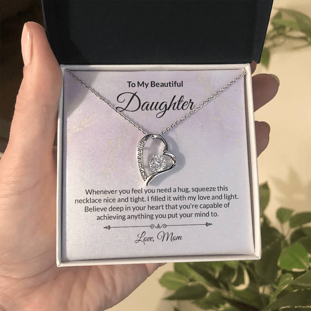 Beautiful Daughter Believe Heart Pendant Necklace-[Heartfelt Family Gift]