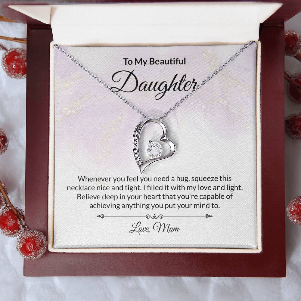 Beautiful Daughter Believe Heart Pendant Necklace-[Heartfelt Family Gift]