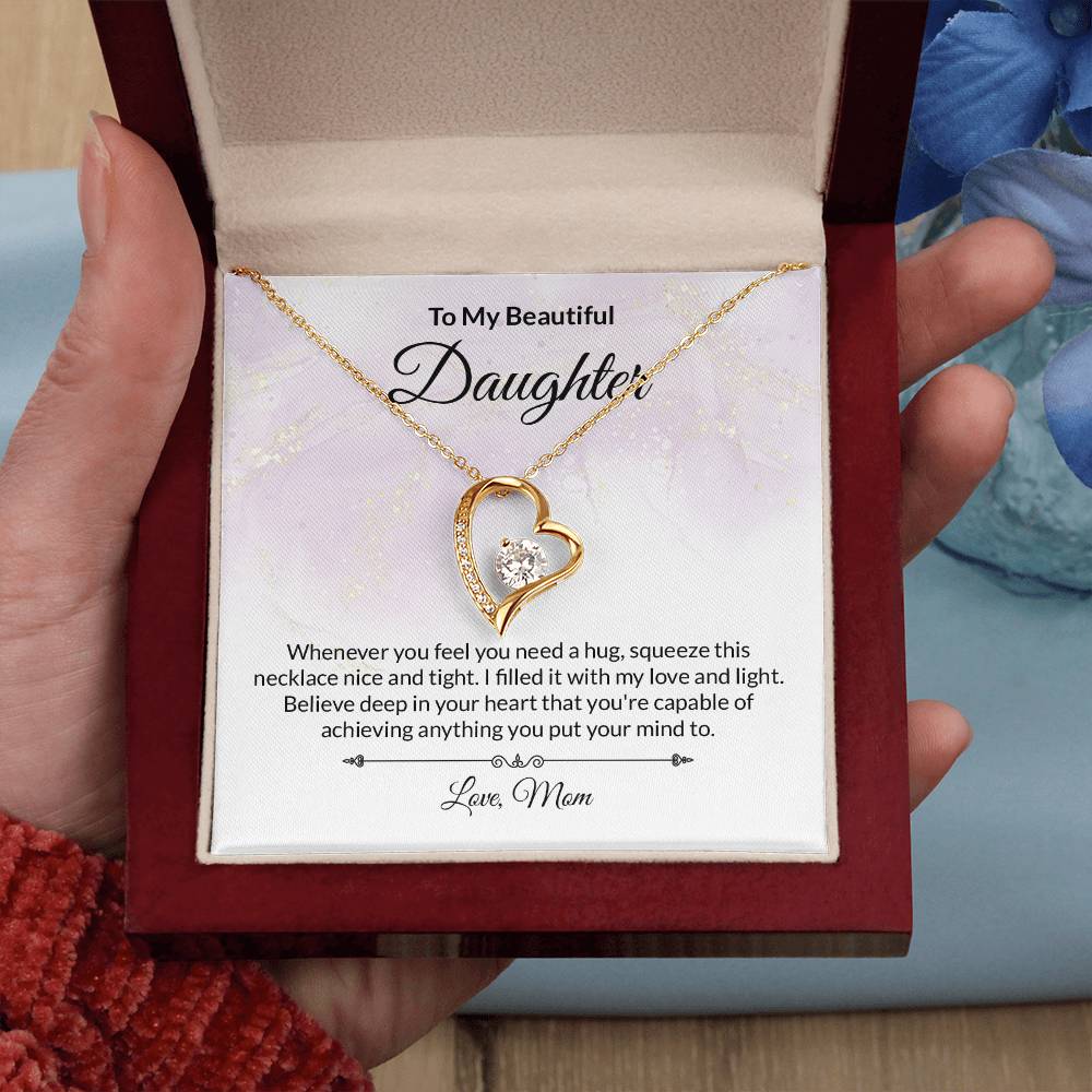 Beautiful Daughter Believe Heart Pendant Necklace-[Heartfelt Family Gift]