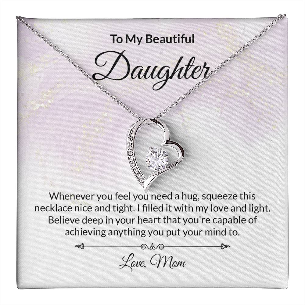 Beautiful Daughter Believe Heart Pendant Necklace-[Heartfelt Family Gift]