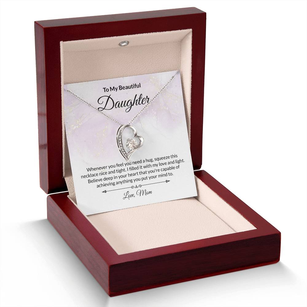 Beautiful Daughter Believe Heart Pendant Necklace-[Heartfelt Family Gift]