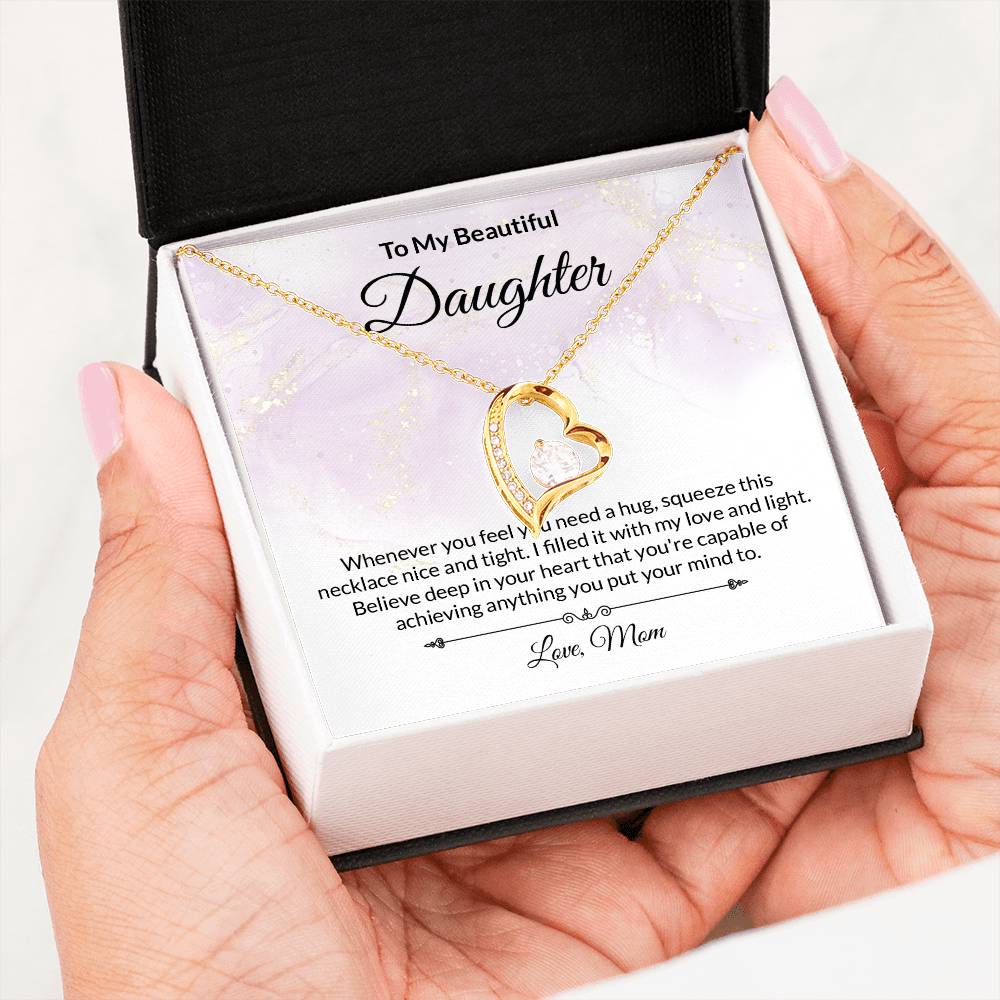Beautiful Daughter Believe Heart Pendant Necklace-[Heartfelt Family Gift]