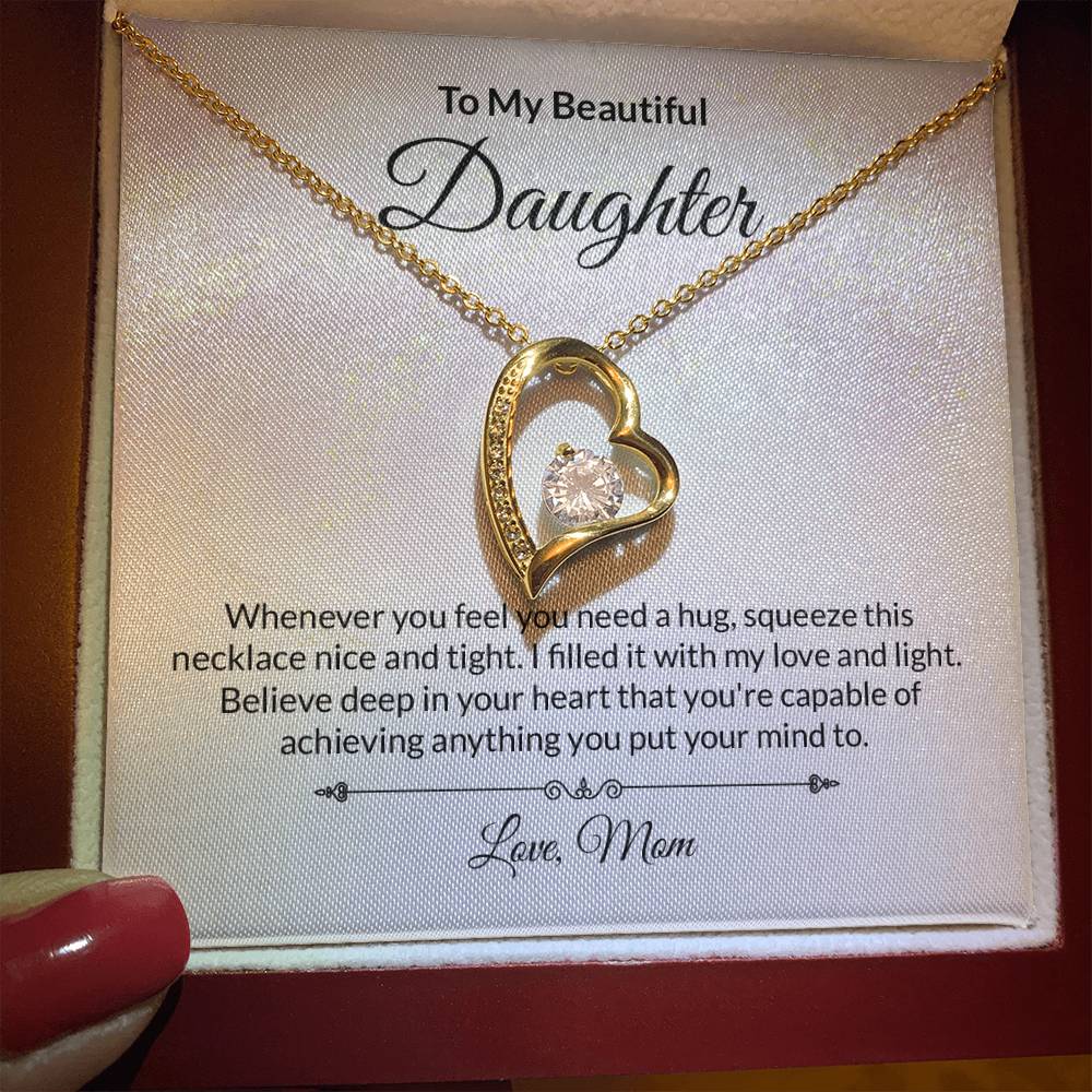 Beautiful Daughter Believe Heart Pendant Necklace-[Heartfelt Family Gift]