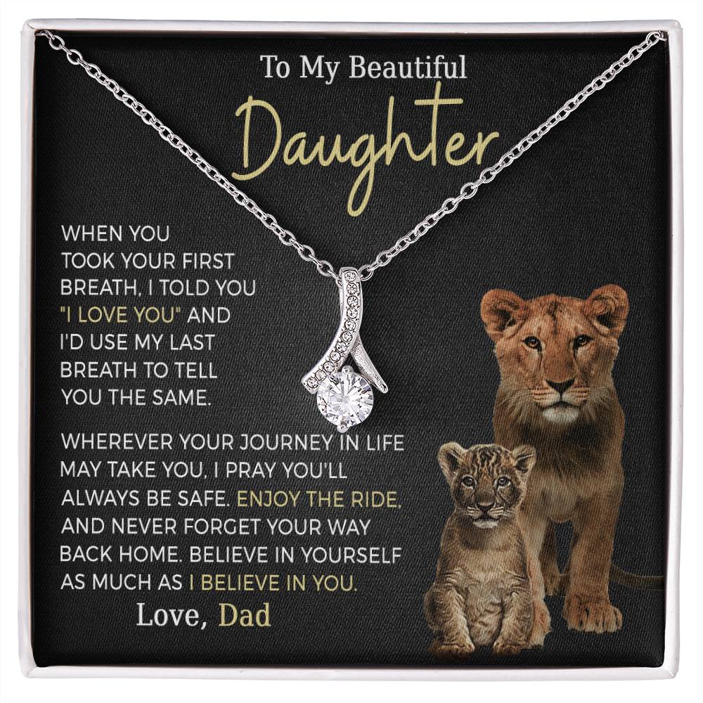 Beautiful Daughter Enjoy The Ride Alluring Beauty Petite Ribbon Necklace-[Heartfelt Family Gift]