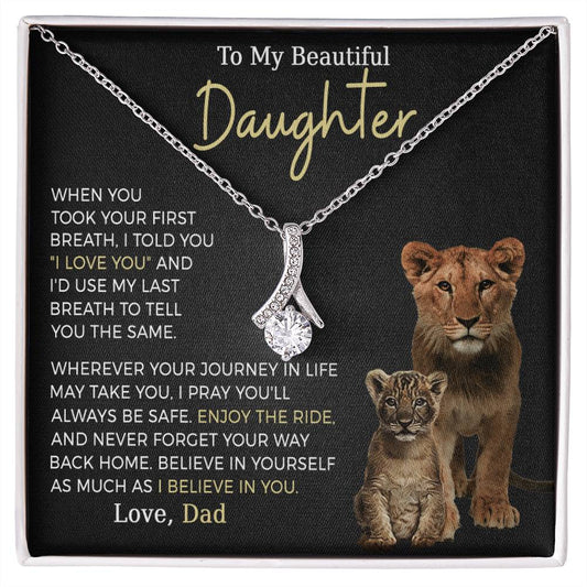 Beautiful Daughter Enjoy The Ride Alluring Beauty Petite Ribbon Necklace-[Heartfelt Family Gift]