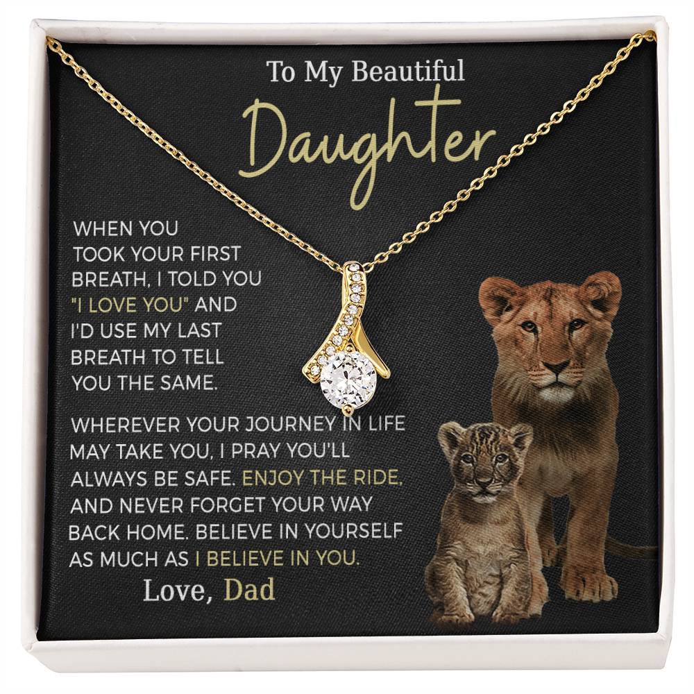 Beautiful Daughter Enjoy The Ride Alluring Beauty Petite Ribbon Necklace-[Heartfelt Family Gift]