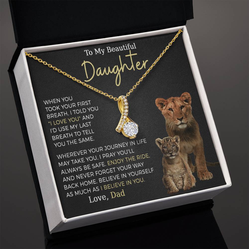 Beautiful Daughter Enjoy The Ride Alluring Beauty Petite Ribbon Necklace-[Heartfelt Family Gift]