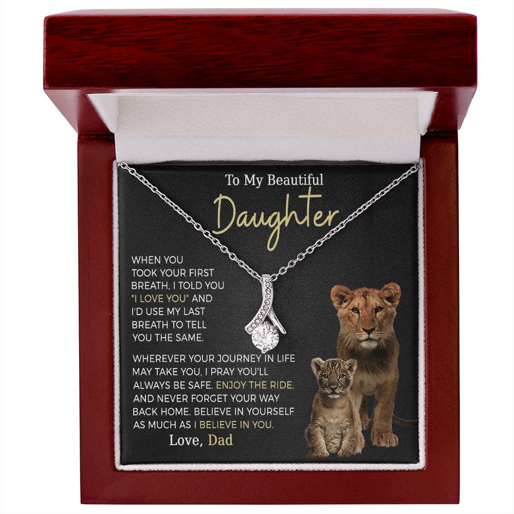 Beautiful Daughter Enjoy The Ride Alluring Beauty Petite Ribbon Necklace-[Heartfelt Family Gift]
