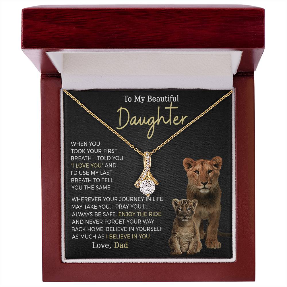 Beautiful Daughter Enjoy The Ride Alluring Beauty Petite Ribbon Necklace-[Heartfelt Family Gift]