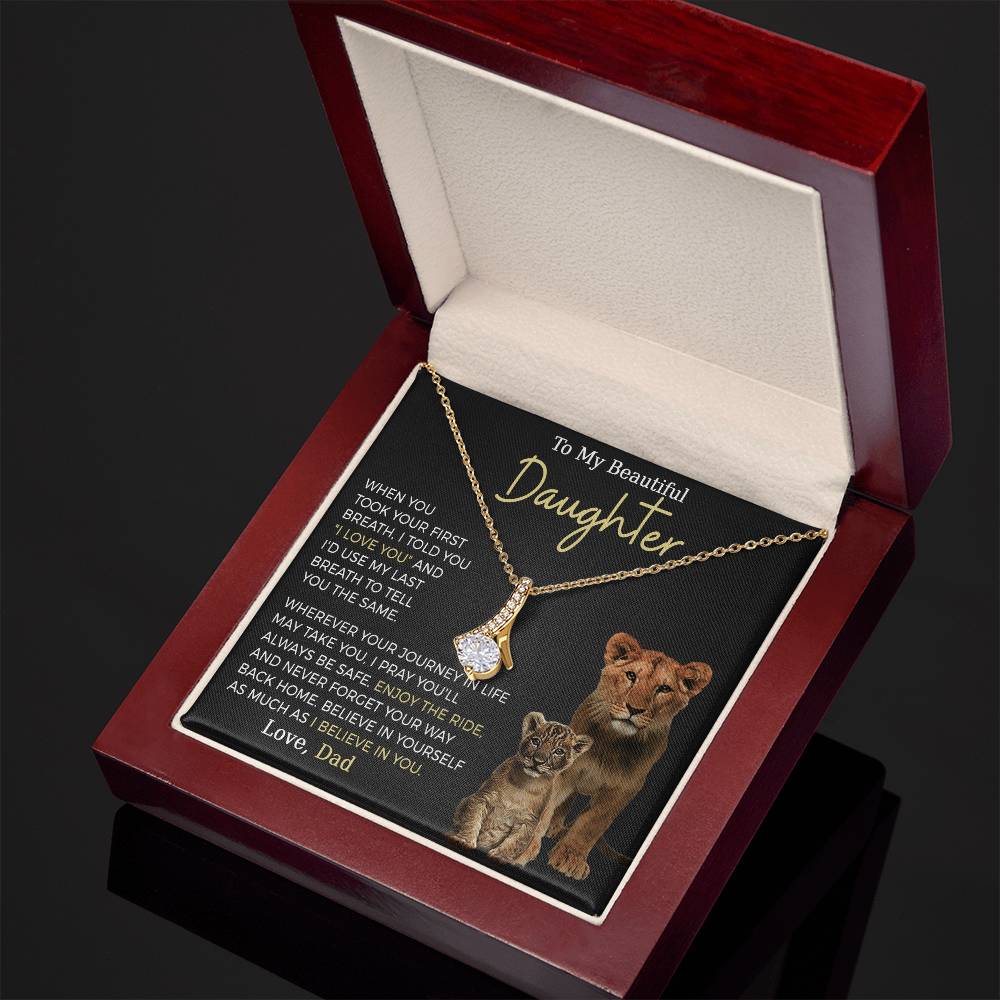 Beautiful Daughter Enjoy The Ride Alluring Beauty Petite Ribbon Necklace-[Heartfelt Family Gift]