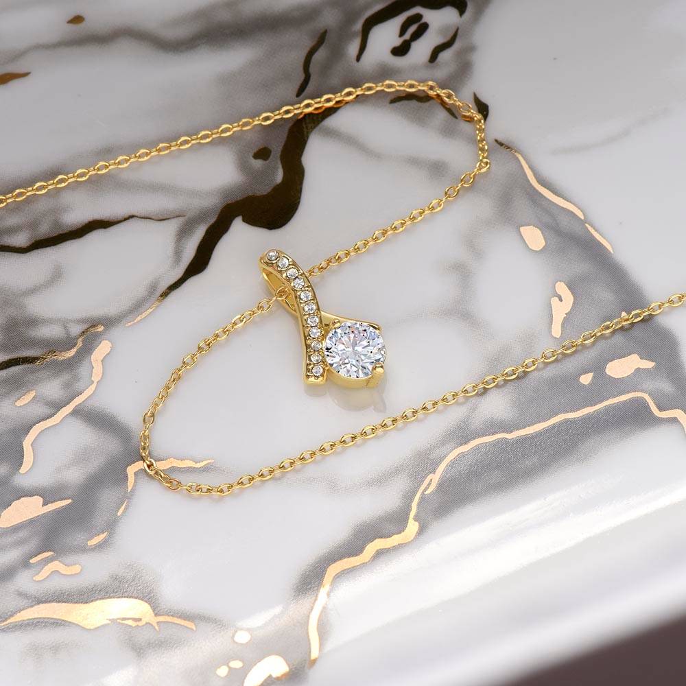 Beautiful Daughter Enjoy The Ride Alluring Beauty Petite Ribbon Necklace-[Heartfelt Family Gift]
