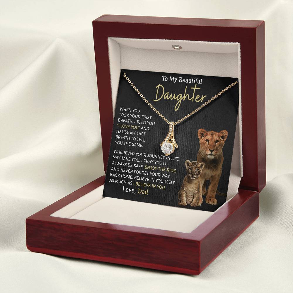 Beautiful Daughter Enjoy The Ride Alluring Beauty Petite Ribbon Necklace-[Heartfelt Family Gift]