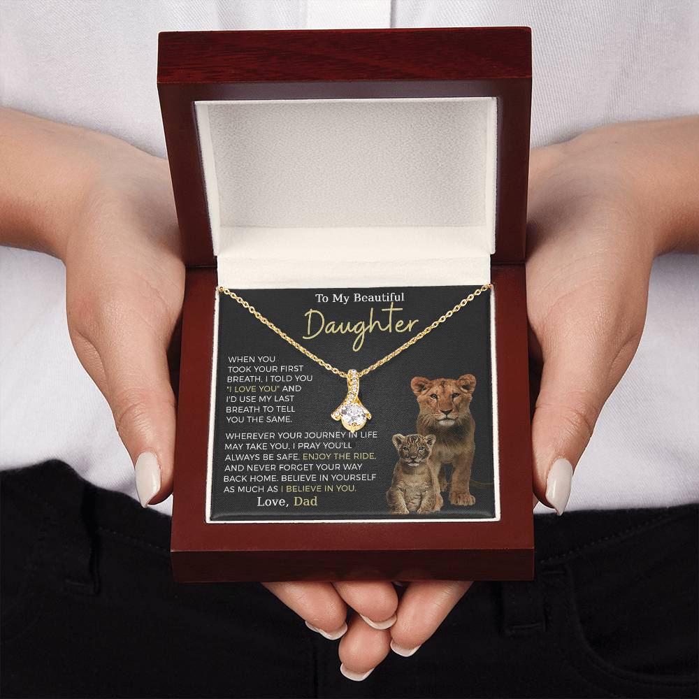 Beautiful Daughter Enjoy The Ride Alluring Beauty Petite Ribbon Necklace-[Heartfelt Family Gift]