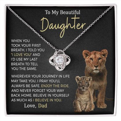 Beautiful Daughter Enjoy The Ride Love Knot Necklace-[Heartfelt Family Gift]