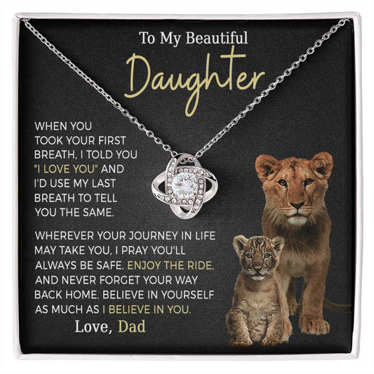 Beautiful Daughter Enjoy The Ride Love Knot Necklace-[Heartfelt Family Gift]