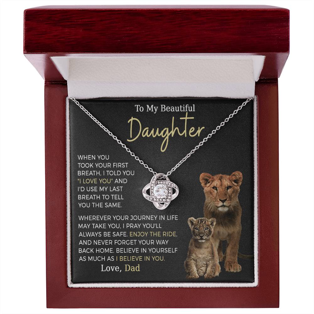 Beautiful Daughter Enjoy The Ride Love Knot Necklace-[Heartfelt Family Gift]
