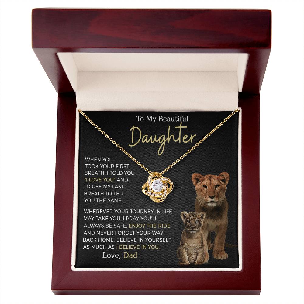 Beautiful Daughter Enjoy The Ride Love Knot Necklace-[Heartfelt Family Gift]