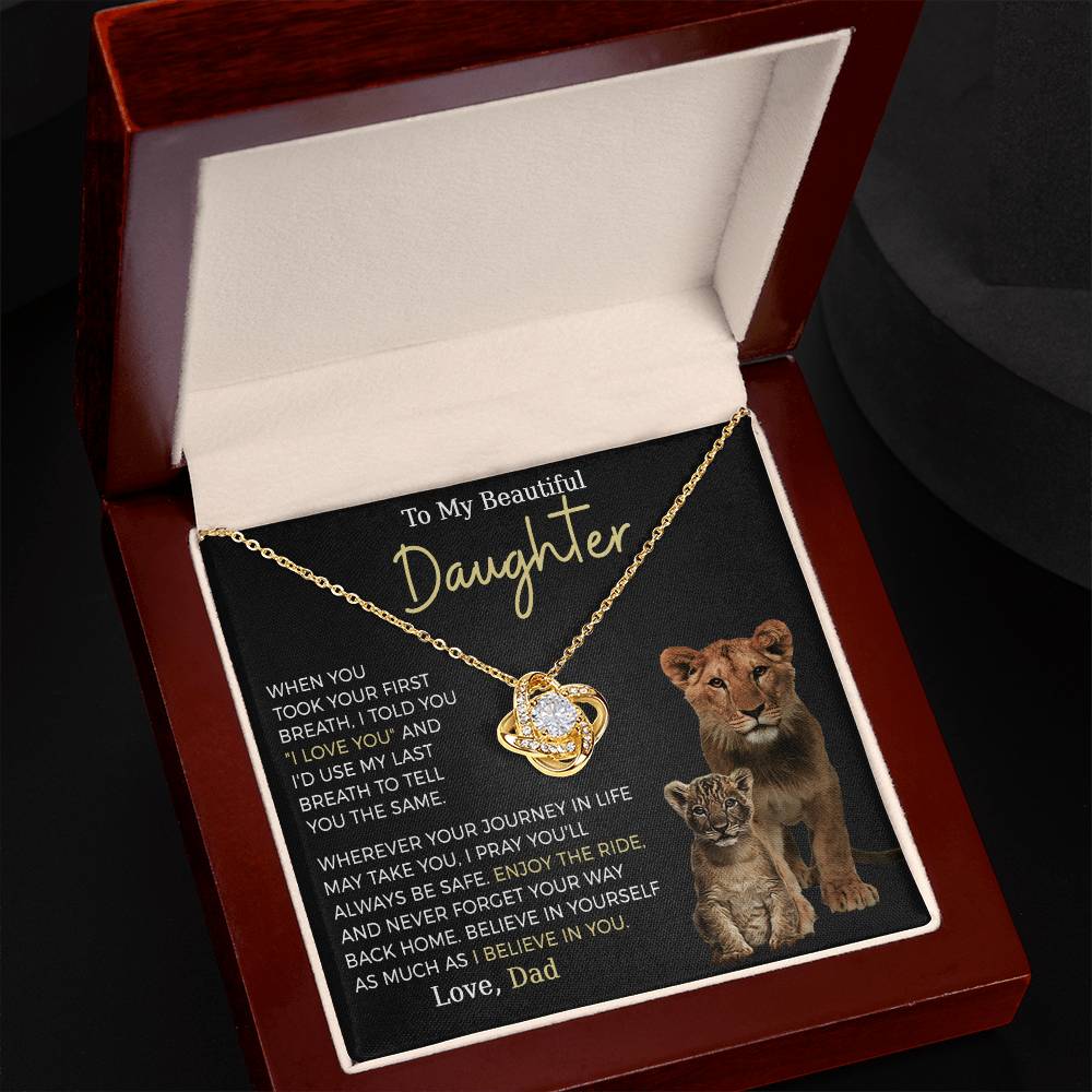 Beautiful Daughter Enjoy The Ride Love Knot Necklace-[Heartfelt Family Gift]