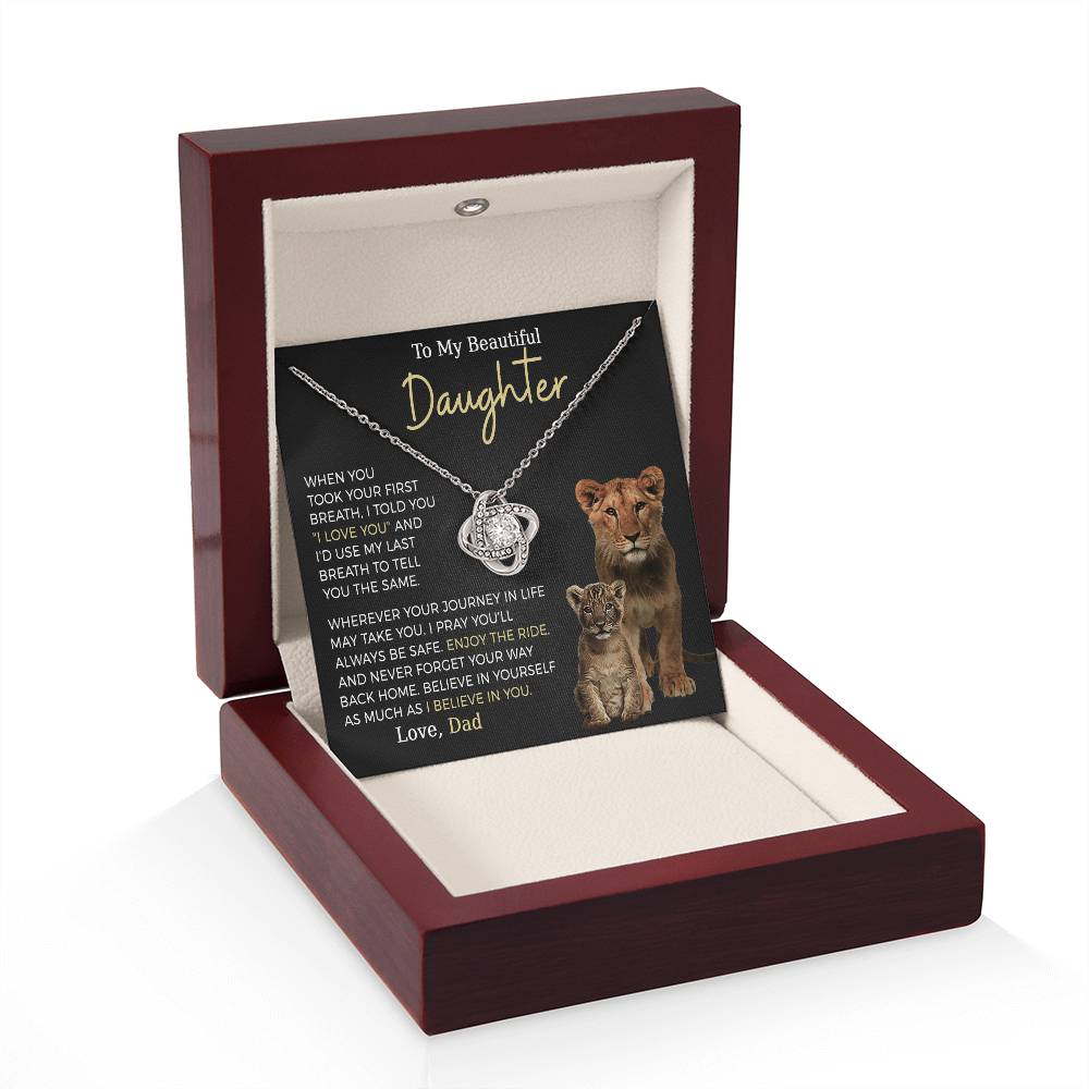 Beautiful Daughter Enjoy The Ride Love Knot Necklace-[Heartfelt Family Gift]