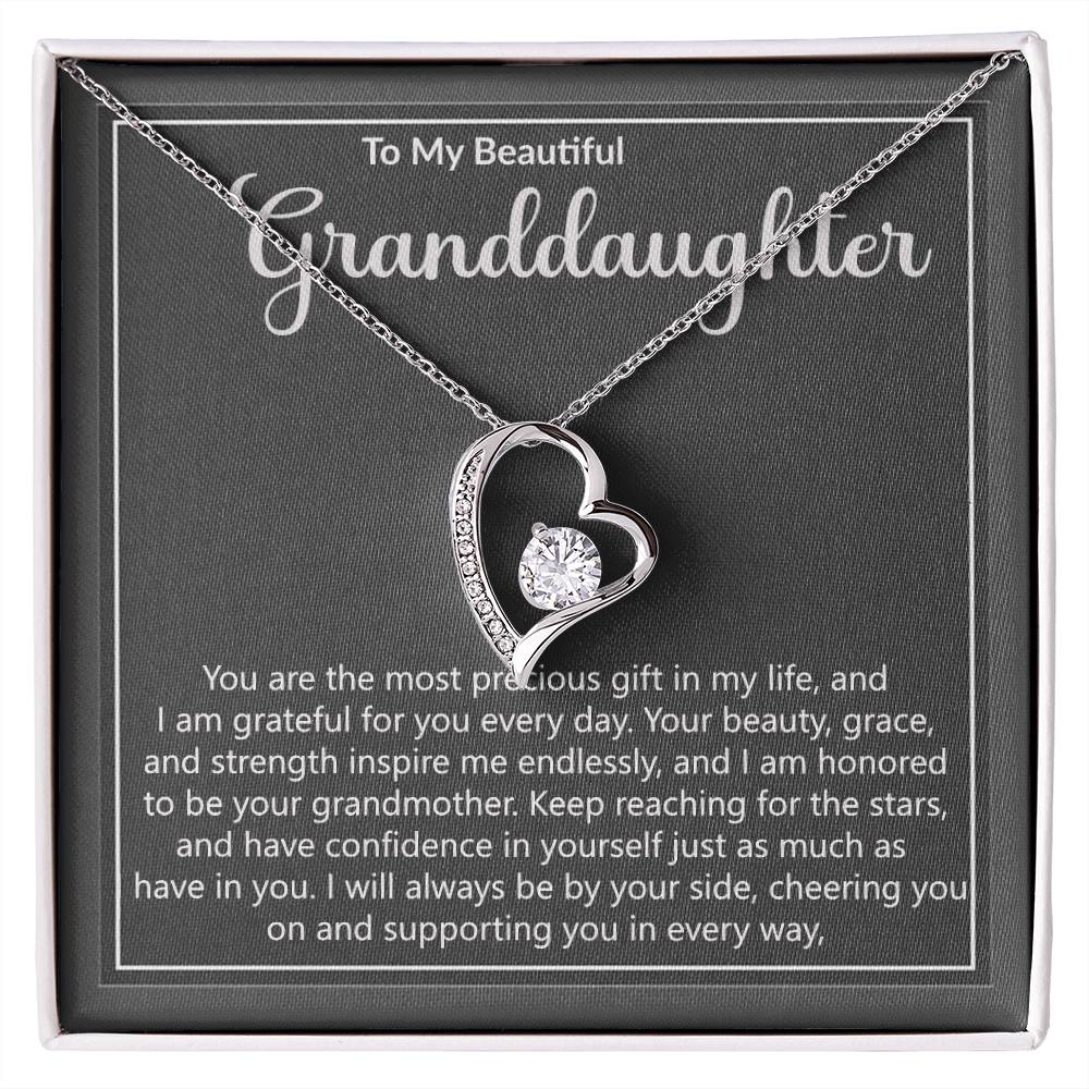 Beautiful Grandddaughter Precious Gift Heart Pendant Necklace-[Heartfelt Family Gift]