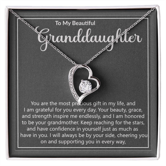 Beautiful Grandddaughter Precious Gift Heart Pendant Necklace-[Heartfelt Family Gift]