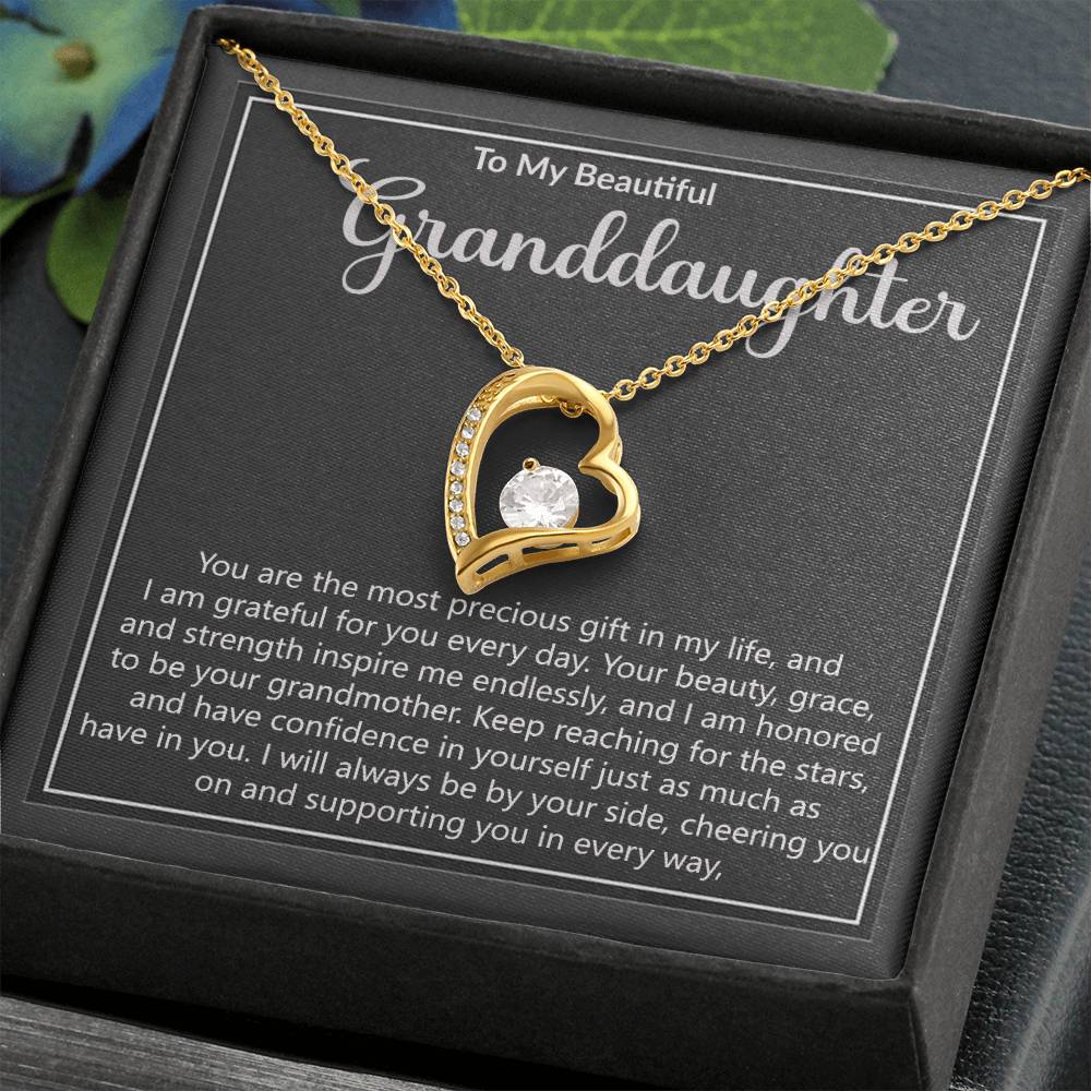 Beautiful Grandddaughter Precious Gift Heart Pendant Necklace-[Heartfelt Family Gift]