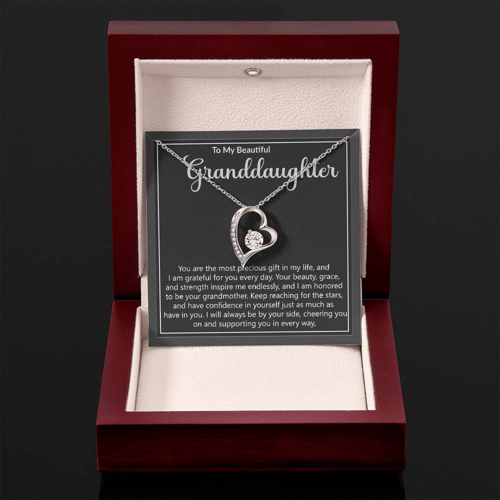 Beautiful Grandddaughter Precious Gift Heart Pendant Necklace-[Heartfelt Family Gift]